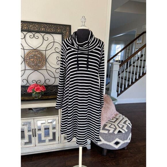 Lou and Grey Black and White Stripped Dress (Size Medium) - Picture 1 of 4